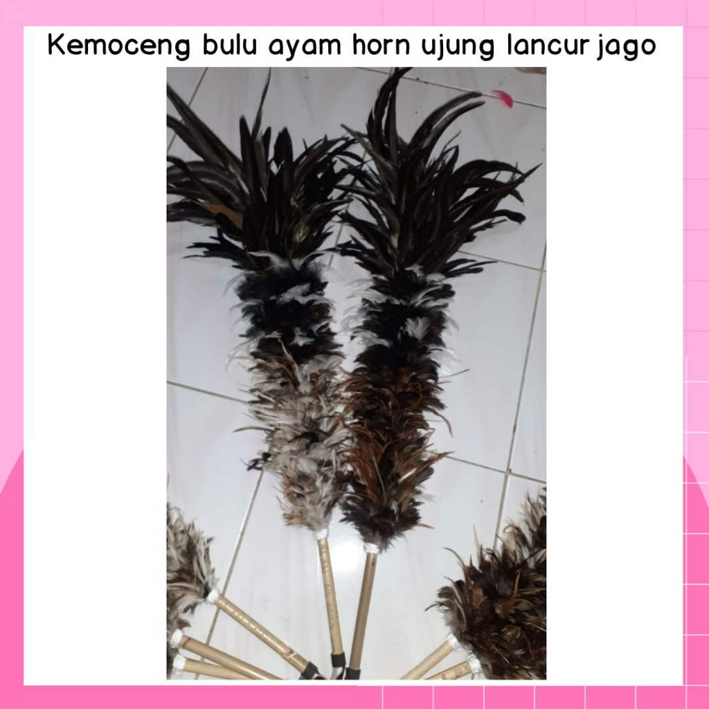 KEMOCENG BULU AYAM HORN UJUNG LANCUR PANJANG UKURAN 65 CM - SULAK BULU AYAM JAGO PEJANTAN MURAH ALAT