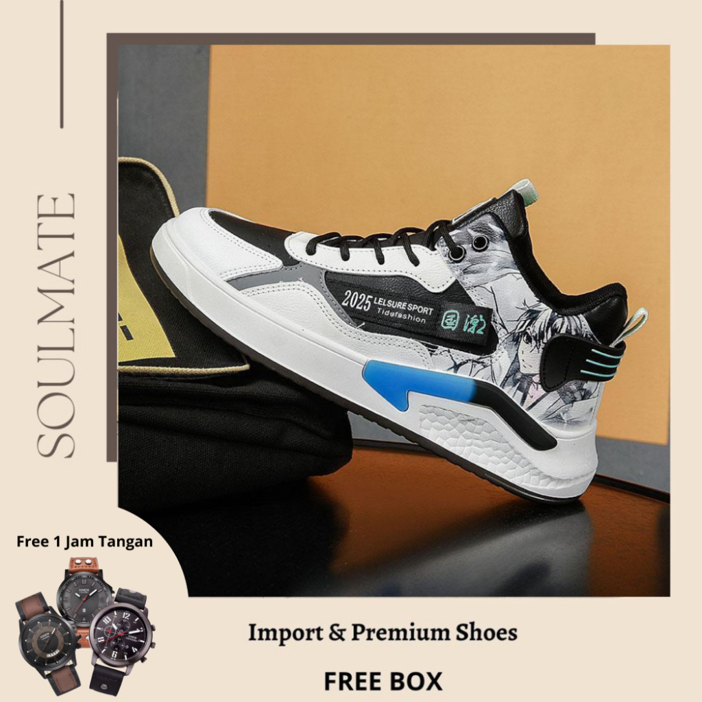 Sepatu Sneakers Pria Import Kasual Premium Sporty Kekinian SP001 [FREE JAM TANGAN]