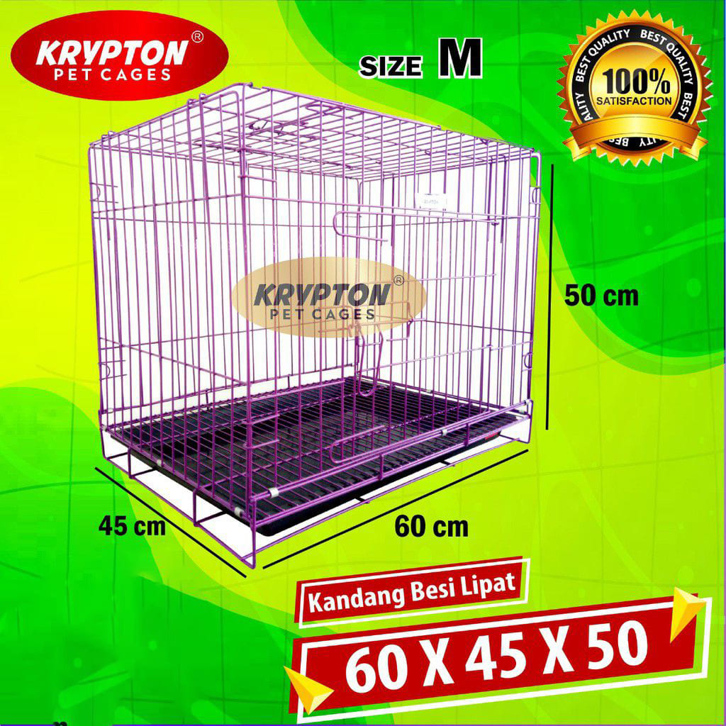 Kandang Kucing Anjing Kelinci - Besi Lipat Tebal - Ukuran 60x40x50 -Anti Karat Kualitas Bagus