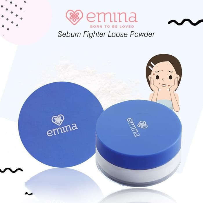 QEILA - Emina Sebum Fighter Loose Powder | Bedak Tabur Netto 8 gr