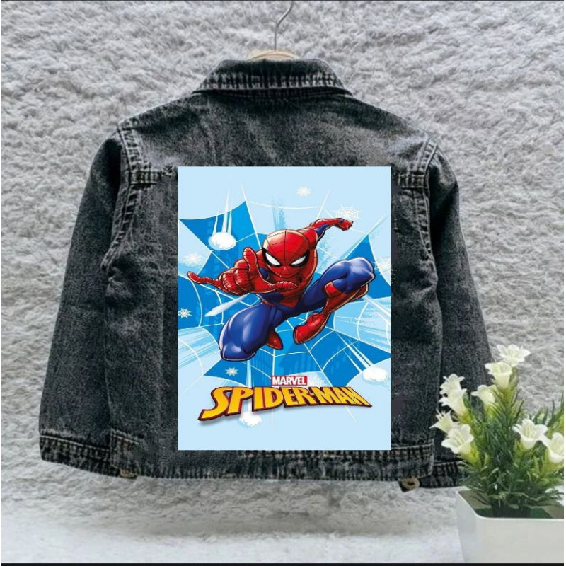 JAKET JEANS ANAK LAKI-LAKI KARAKTER LED  BISA NYALA 1-12tahun