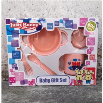 SET Alat Makan PEACH  LUSTY BUNNY 1416 BABY GIFT SET Perlengkapan Makan Bayi Gelas Mangkuk Sendok Garpu LB-1411 Kado Bayi Lahir anak Ultah new born  bingkisan giftset sets peralakatan makan baju box eksklusif ibu melahirkan baju celana topi sepatu bayi