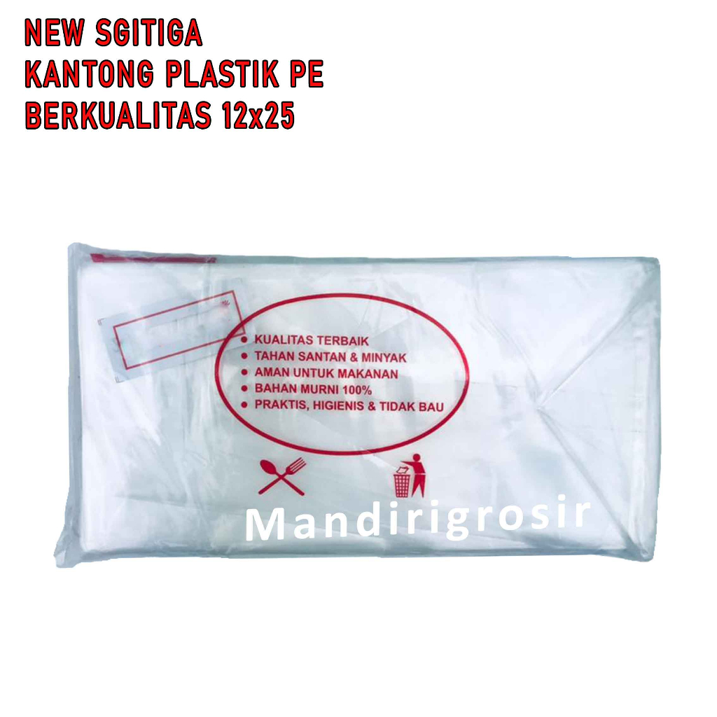 Kantong Plastik PE * New Sgitiga * Plastik Tranparan * Uk.12x25