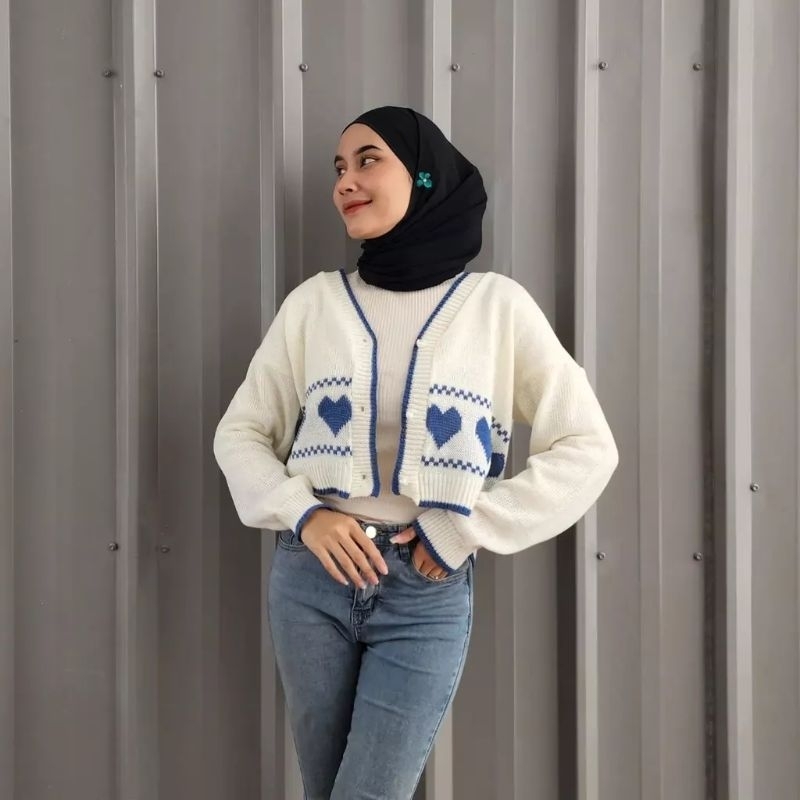 OUTWEAR LOVA CROOPE OUTER | RAJUT CARDIGAN CROP WANITA TRENDY MURAH | CARDIGAN RAJUT KANCING CROP WANITA