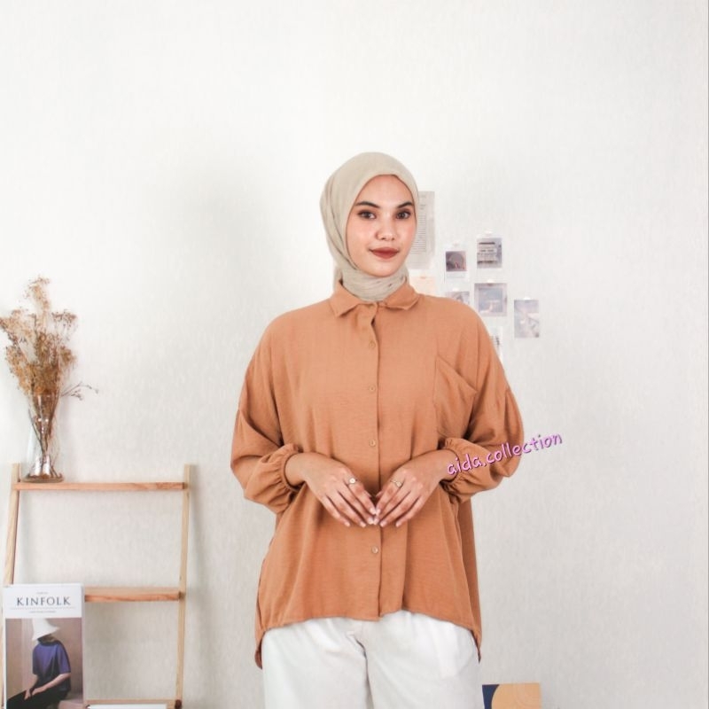 Diva Blouse Kemeja Oversize Atasan Wanita Blouse Jumbo Busui&amp;Friendly Kemeja Cringkle Cod