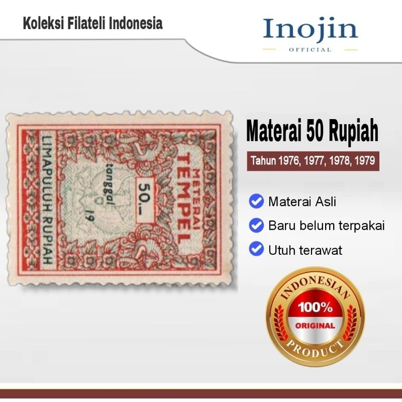 

Materai 50 Rupiah Tahun 1976 1977 1978 1979 Perangko Matrai Tempel Asli Original