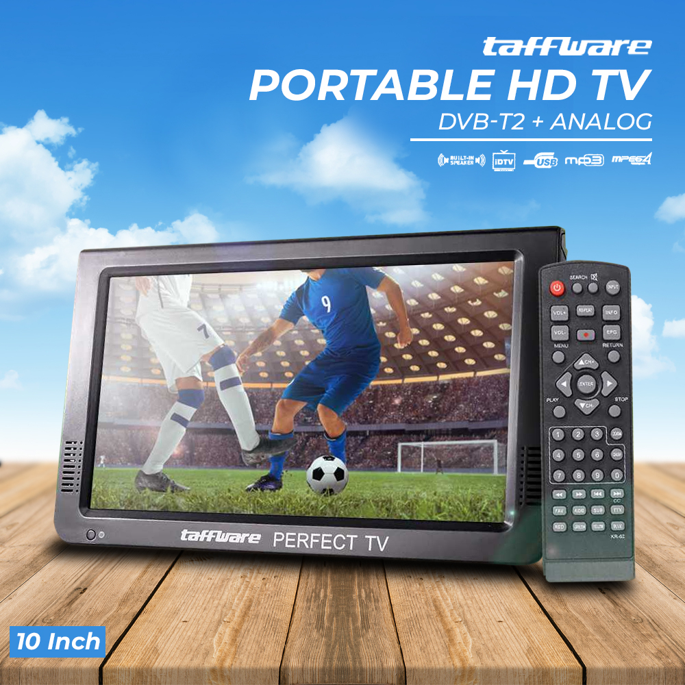 Taffware Portable TV Monitor 10 Inch DVB-T2 + Analog - D10 - Black