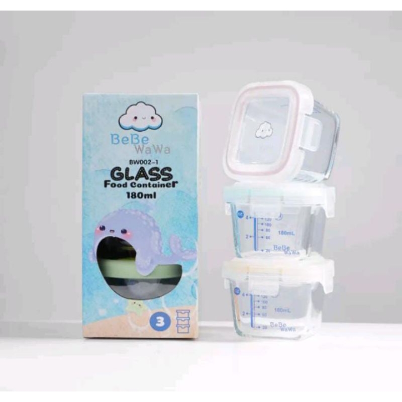 GLASS FOOD CONTAINER / KONTAINER KACA BEBE WAWA