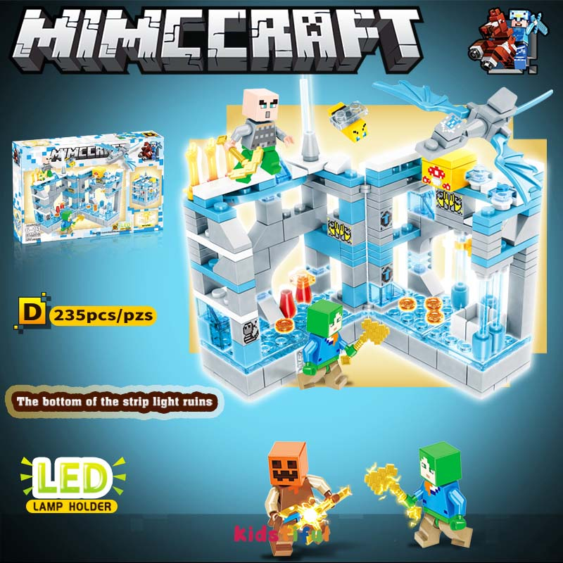 【COD】Mainan Block Edukasi Mainan Anak Bricks Minecraft Minicraft Mainan Versi lampu LED