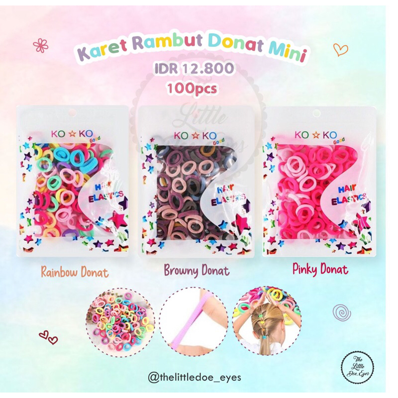 Karet Ikat Rambut Mini Nilon Elastis - 100 Pcs Zipper Pouch