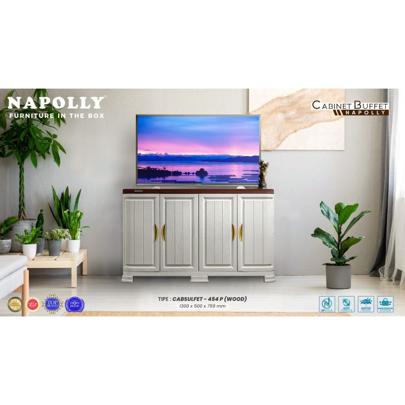 CABSULFET 454 Papan -  Bufet Tv Plastik Napolly 4 Pintu / Kitchen Set Bawah / Meja Tv Napolly / Rak Samping Serbaguna / Meja Sudut Minimalis