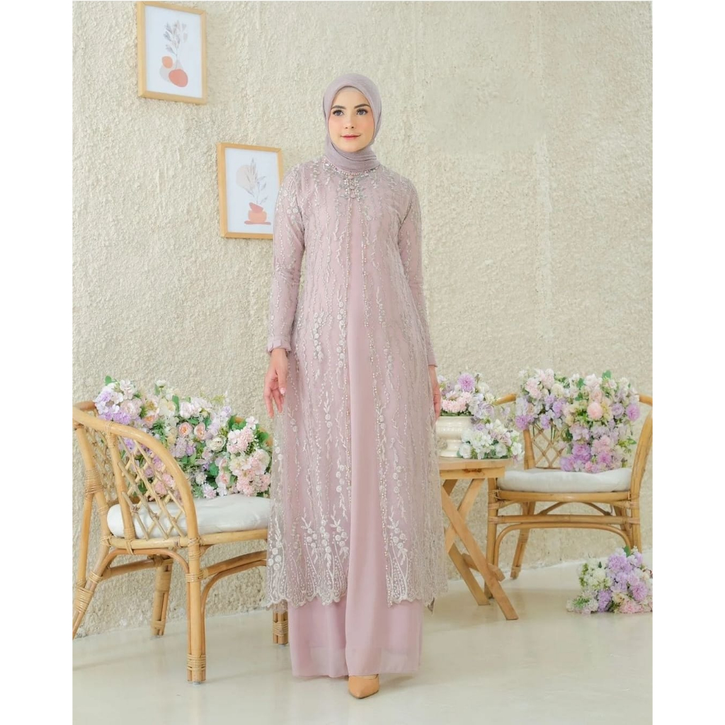 NEW - INDIRA DRESS INNER + OUTER CERUTI BABYDOLL KOMBINASI BRUKATTILLE / Gamis Kondangan BAJU DEWASA MURAH TERBARU 2023 Busui Friendly