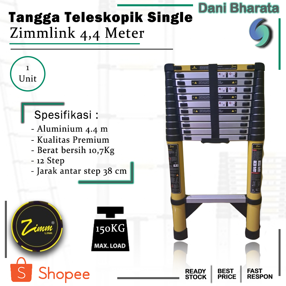 𝐌𝐮𝐫𝐚𝐡 Tangga teleskopik 4.4 meter single Telescopic Ladder Aluminium 4.4m