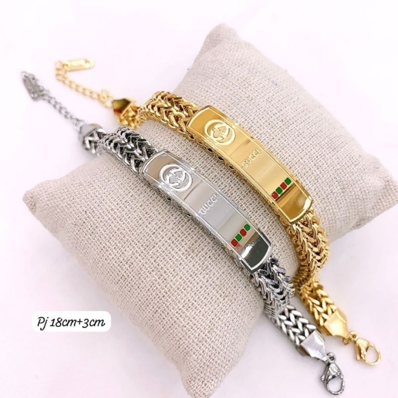 Gelang titanium asli bahan tebal Gold Anti karat Bracelet Stainless steel Premium Quality Gt34