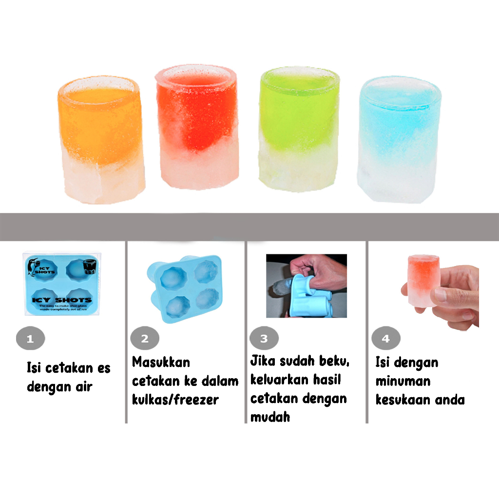 Ice Cube Mold Freeze Model Gelas Mini 3D Cetakan ES Batu One Shot Gelas Seloki Es Batu Unik