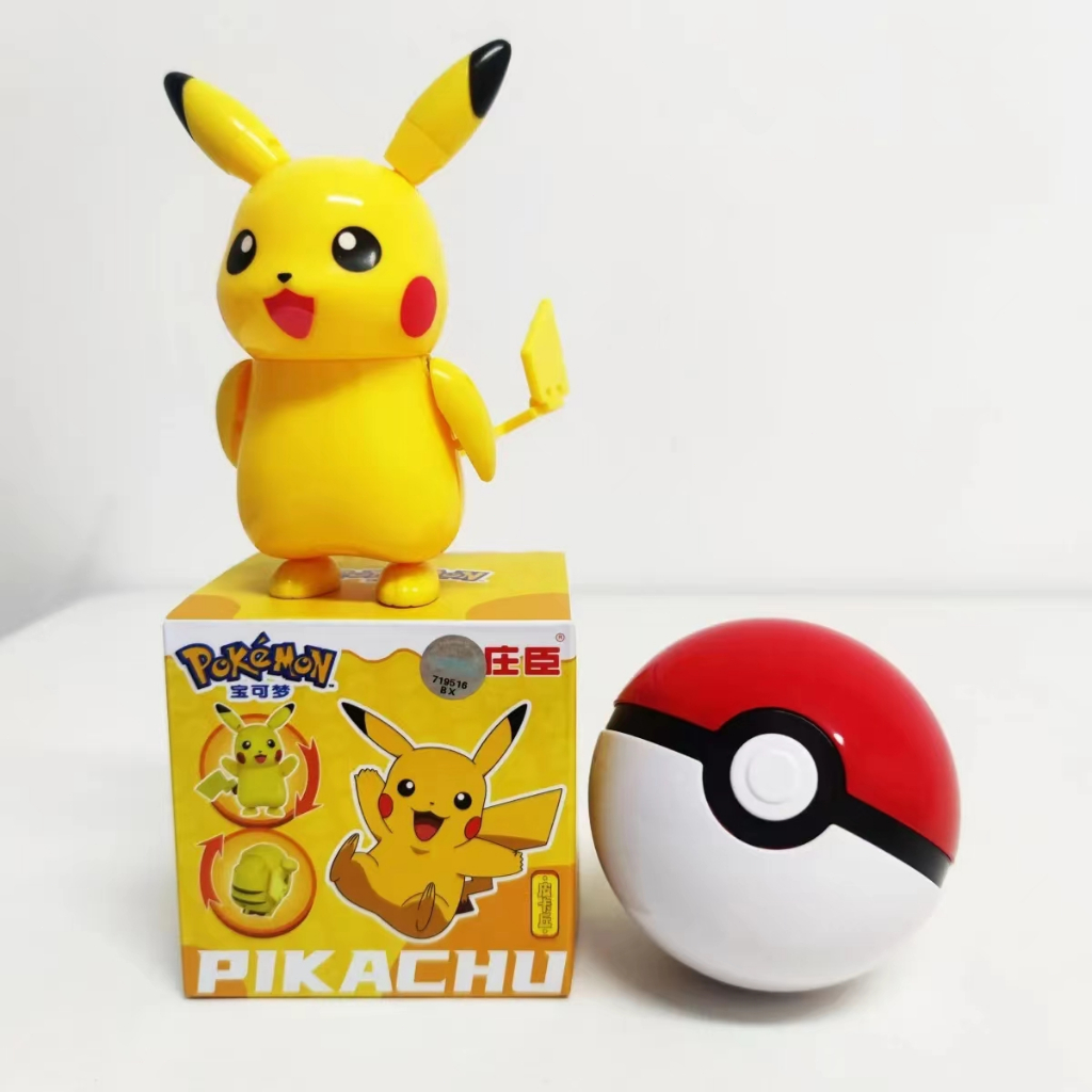 Pokeball Pokemon Pocket Monster Deformation Toy Pikachu Original New Mainan Anak Super Deformed Pikachu Mewtwo Anak Laki-laki Hadiah Ulang Tahun