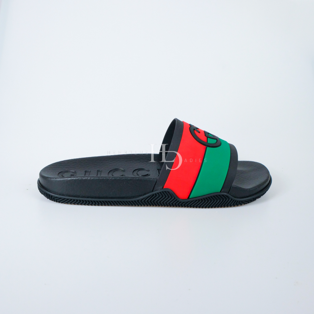 GG Logo Web Stripe Slides Black/Red Green