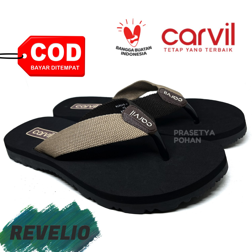 Sandal Pria Carvil Original Anti Air - Sendal Carvil Pria Original - Robin Red