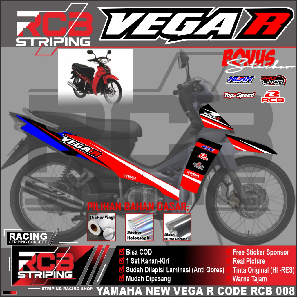 Sticker Striping Lis Variasi New Vega R - Stiker Striping Aksesoris Motor New Vega R RCB 008