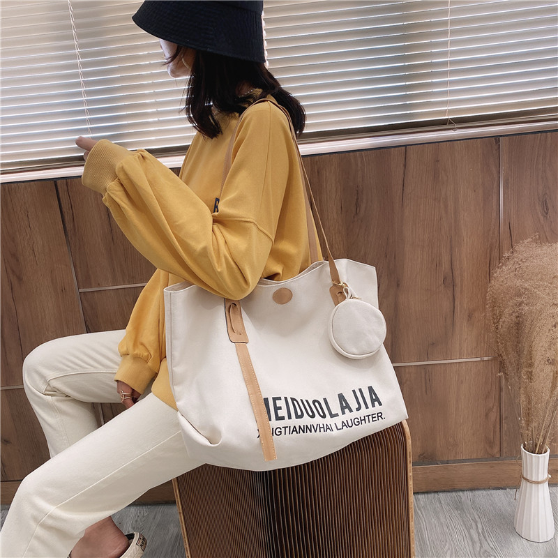 Functional Shoulder Tote Bag With Pouch Korean Style 10187