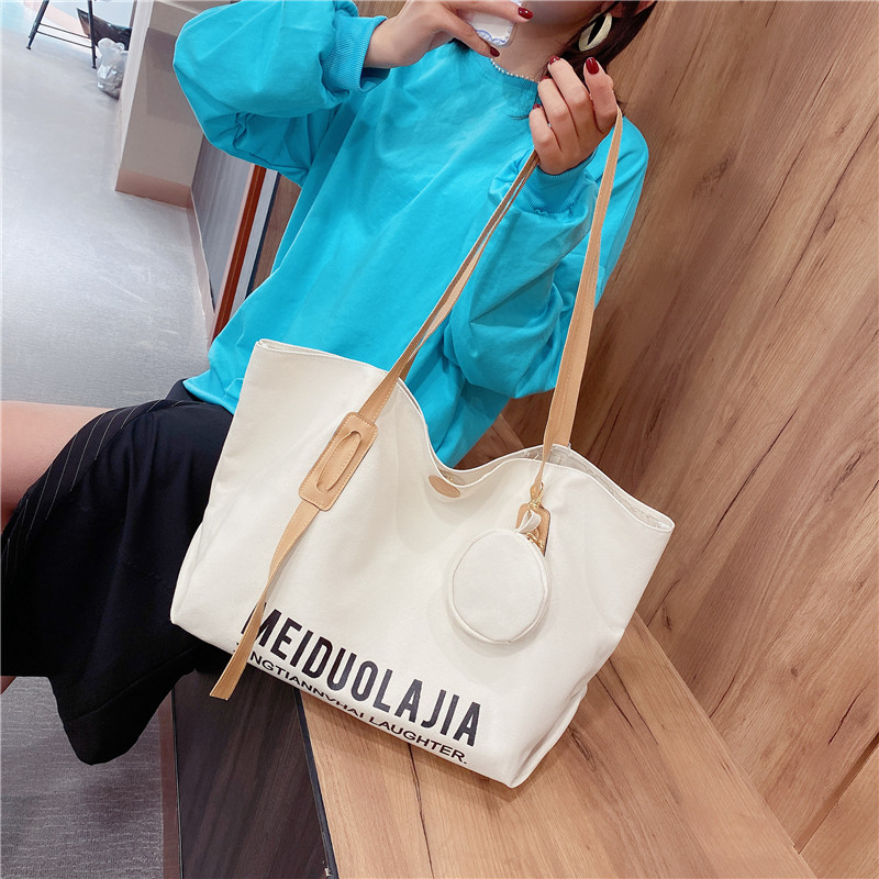 Functional Shoulder Tote Bag With Pouch Korean Style 10187