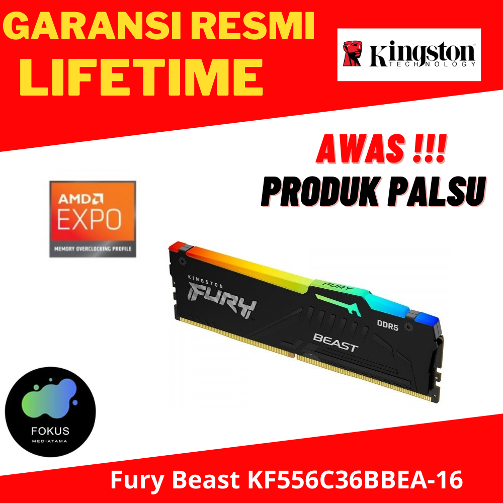 KINGSTON FURY BEAST RGB EXPO DDR5 16GB 1x16GB 5600MHz KF556C36BBEA-16