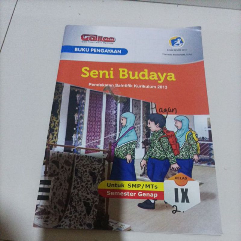 buku LKS Seni Budaya SBK kelas 9ix SMP kelas 3 semester genap bekas edisi revisi 2018 penerbit gali 