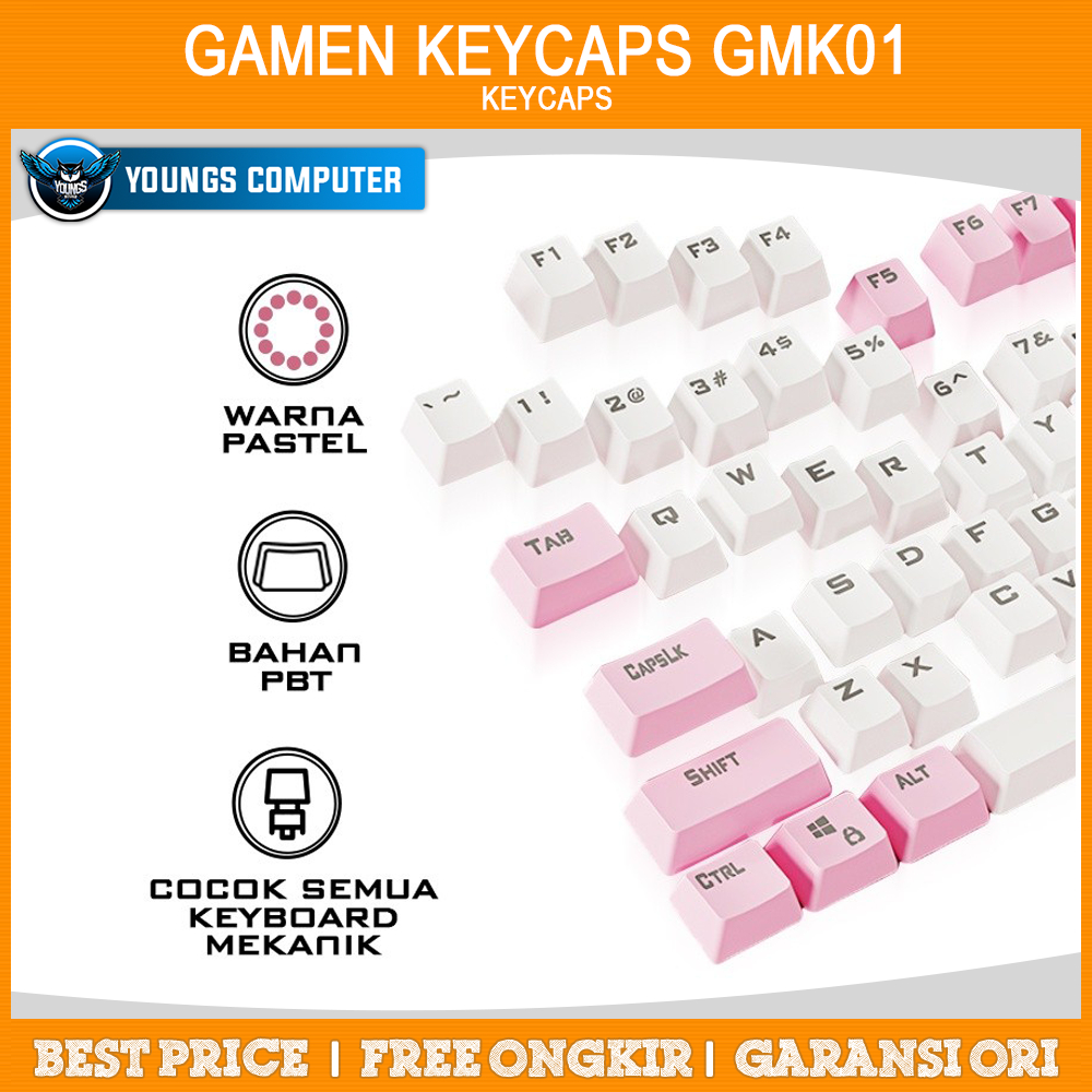 Keycaps GAMEN PBT Pink White for Mechanical Keyboard GMK01