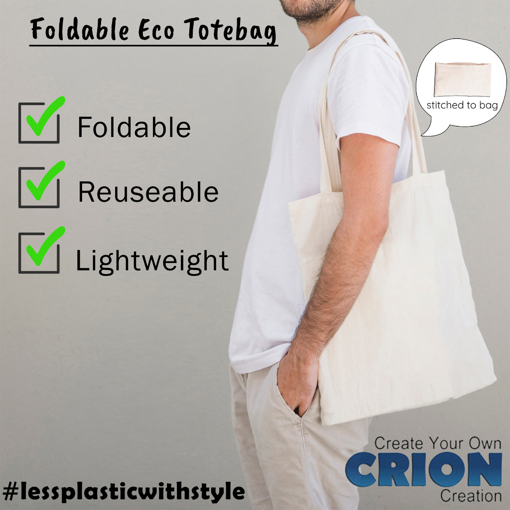 Foldable Travel Totebag Tas kantong Belanja Lipat Blacu - by crion