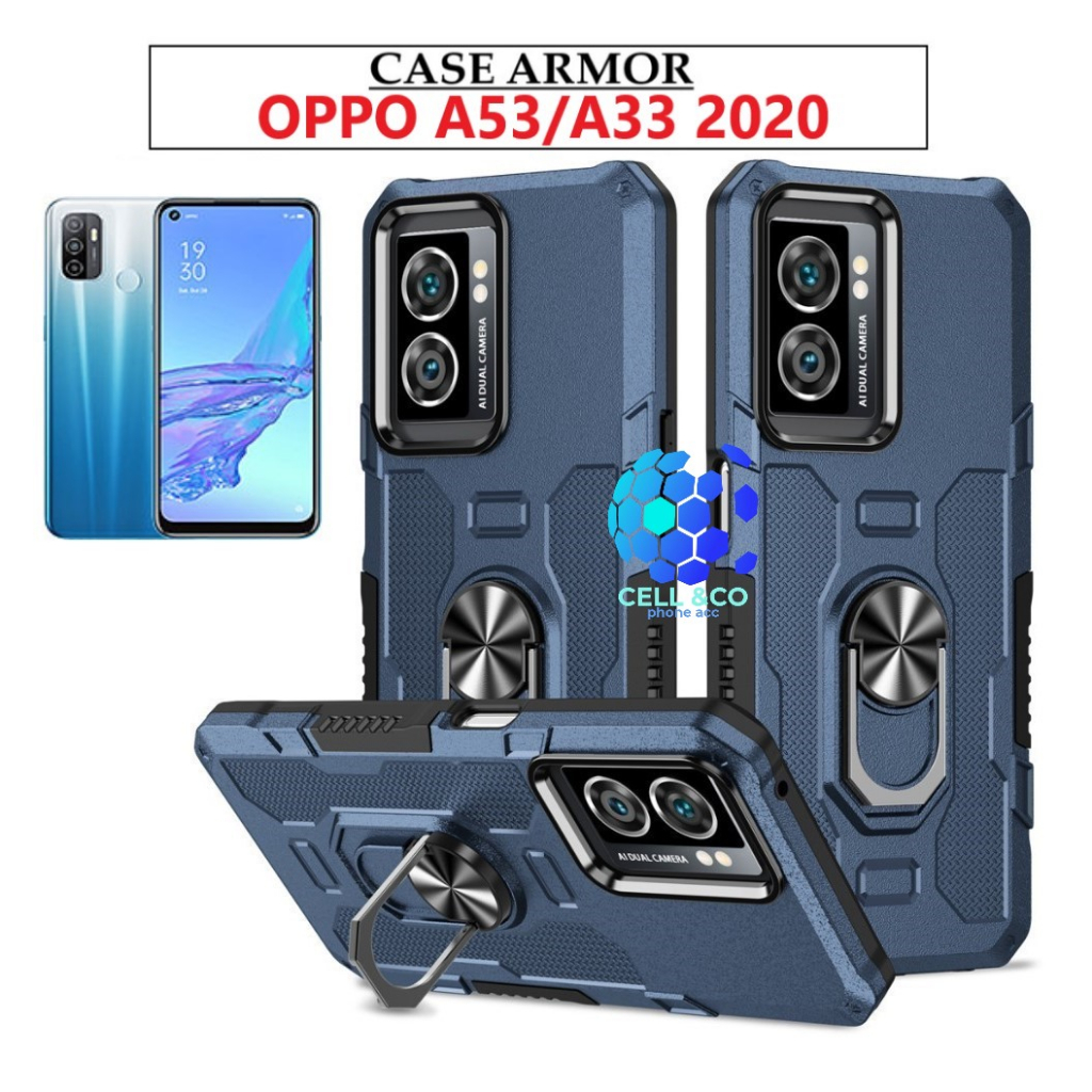 Case Armor OPPO A53 A33 2020 Iring Cincin Magnetic Kesing Hp Protect kamera Premium Hard Case Standing Robot Pelindung Kamera