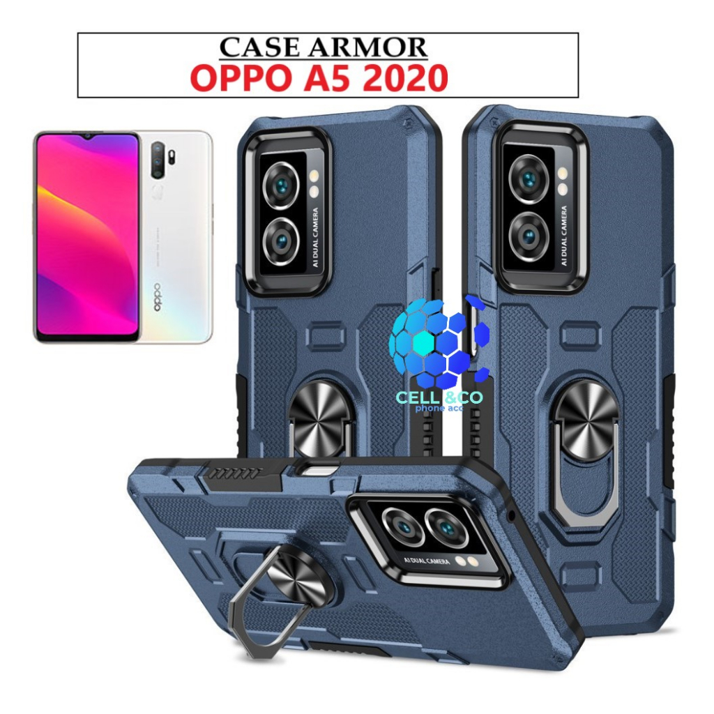 Case Armor OPPO A5 2020 Iring Cincin Magnetic Kesing Hp Protect kamera Premium Hard Case Standing Robot Pelindung Kamera