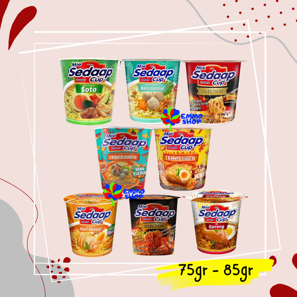 

Sedaap Mie Instan Cup Baso Bleduk / Korean Spicy Soup / Ayam Jerit / Kari Ayam / Sedaap Goreng