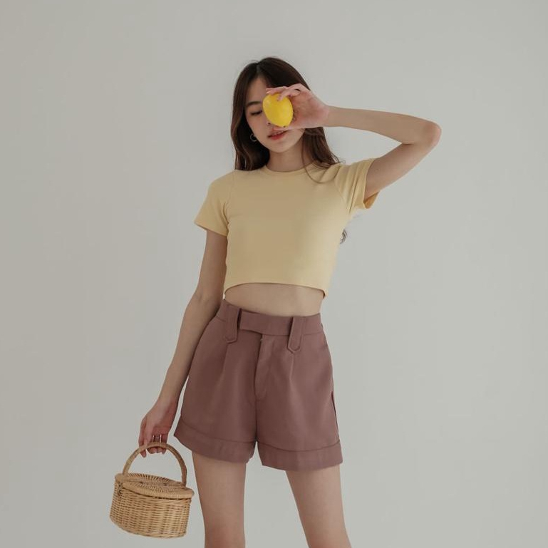 Sunny Crop Tee -- Ocha Wear | Basic crop top | Kaos Casual Wanita | Atasan Pakaian Tshirt