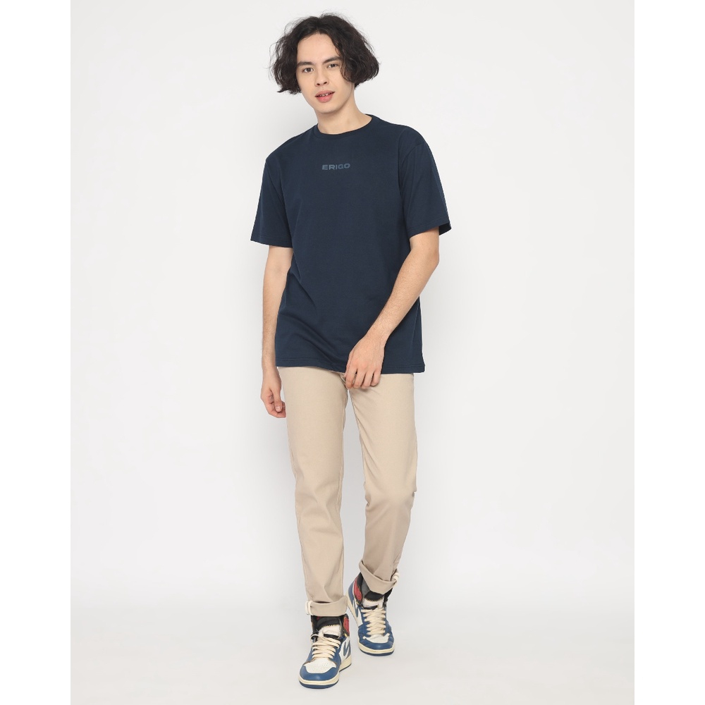 Erigo T-Shirt Oversize Garret Navy Unisex Unisex Oversize Pria Wanita Size M - XL Kaos Sablon Timbul