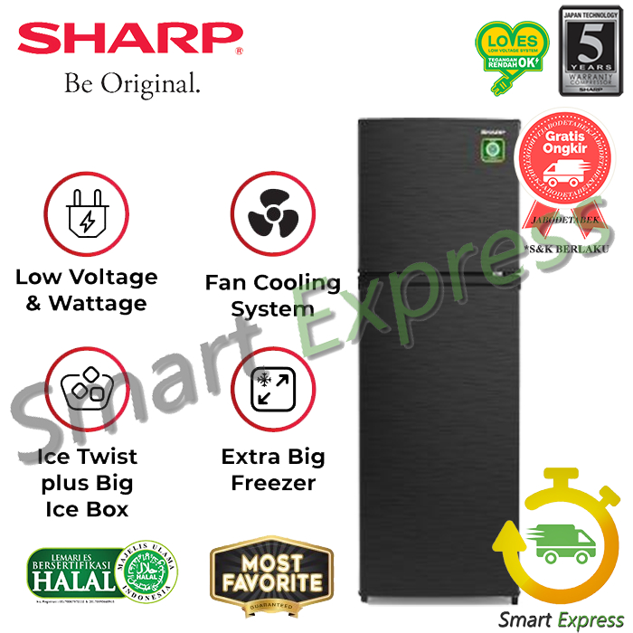 KULKAS SHARP SJ-316MN-HS / SJ316MNHS / SJ 316 MNHS - (2 PINTU)