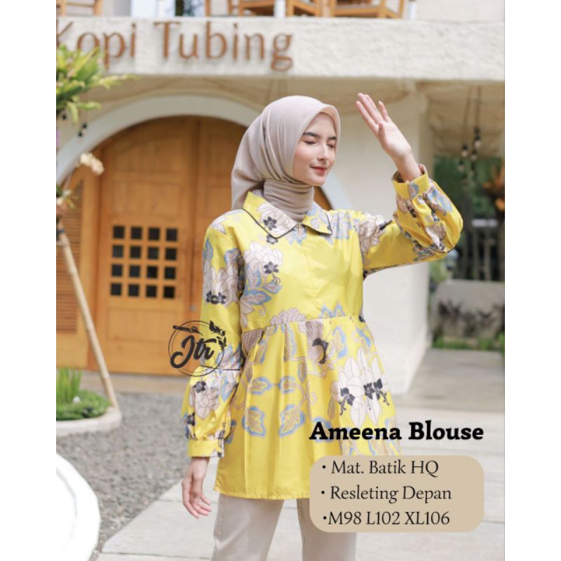 ATASAN BATIK WANITA SPESIAL WARNA LIME/LEMON BAJU BATIK KANTOR WANITA BATIK NEW BLUS SERAGAMAN