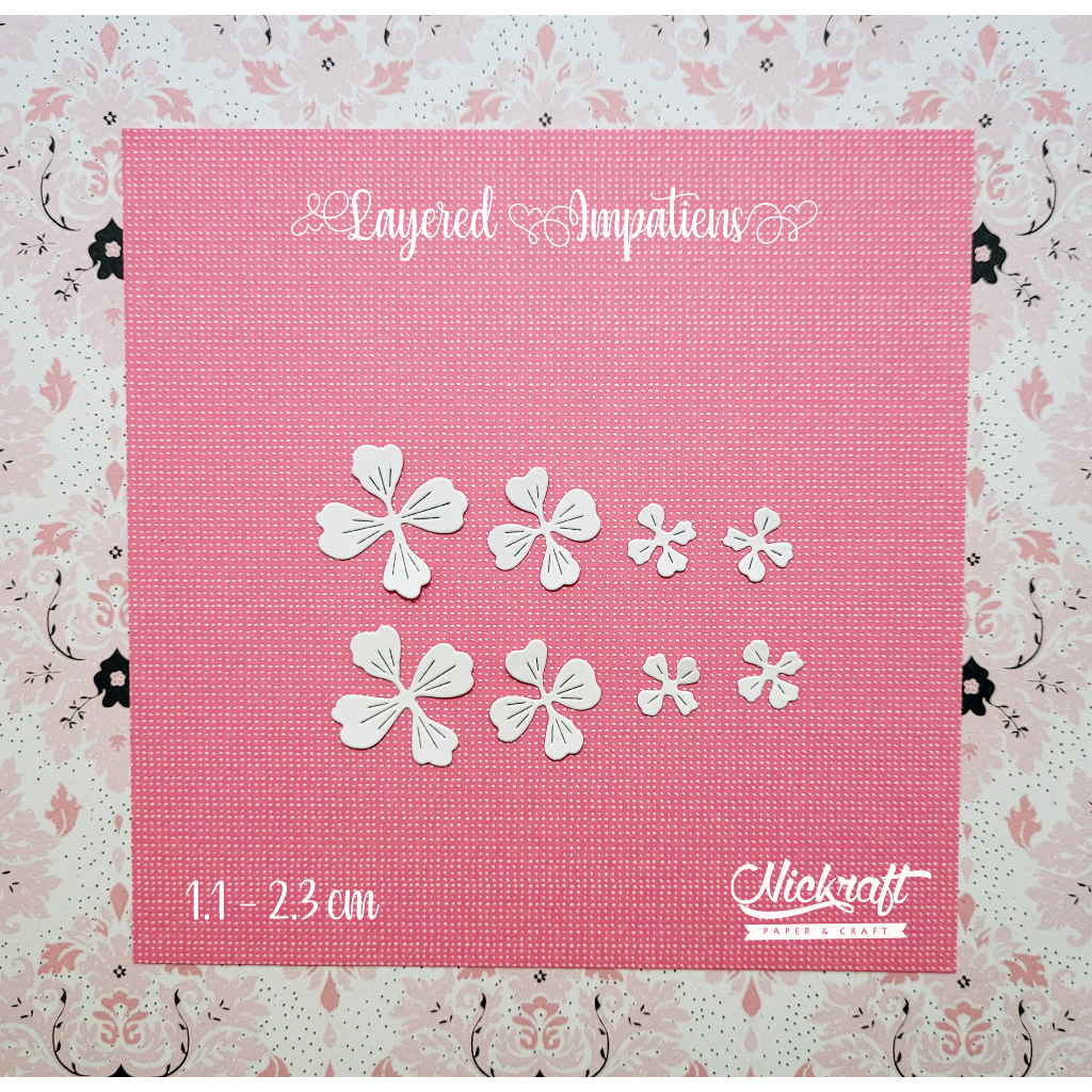 

LAYERED IMPATIENS FLOWER - BUNGA Scrapbook Jurnal Die Cut Journaling
