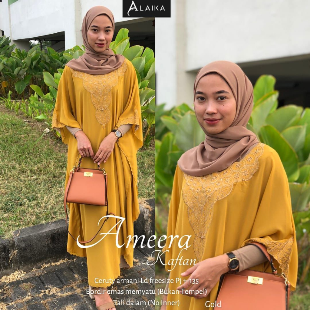 Ameera Kaftan Bordir Fashion Muslim Ceruty Armany Kaftan Lebaran Original Produk By Alaika