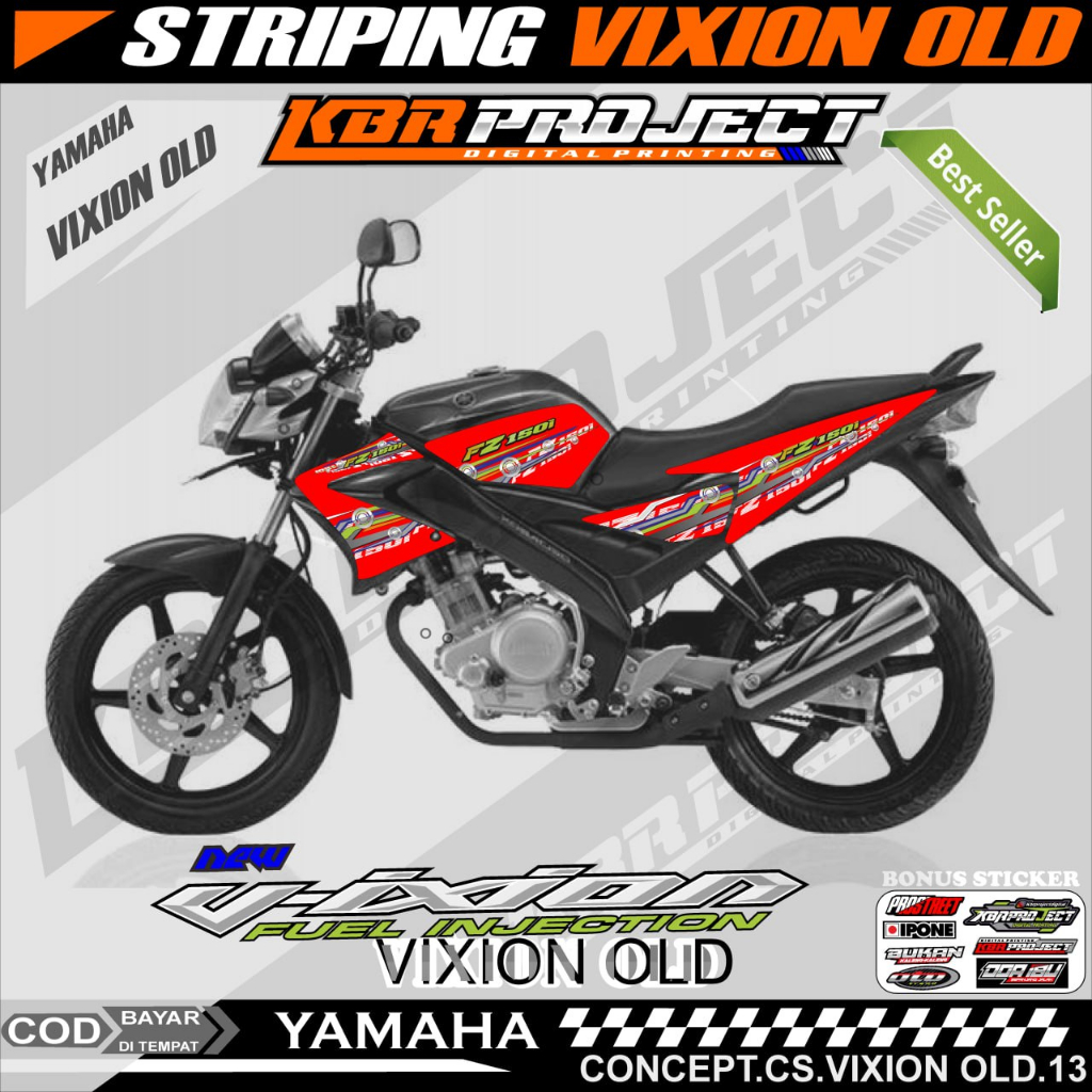 VIXION OLD STIKER STRIPING PREMIUM MOTOR KEREN LIS VARIASI VIXION OLD STIKER MOTOR YAMAHA DESAIN RAC