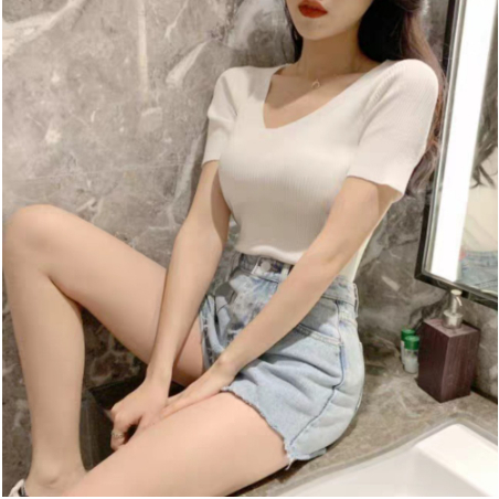 BF Atasan Kaos Rajut Vneck Wanita Import 132/622