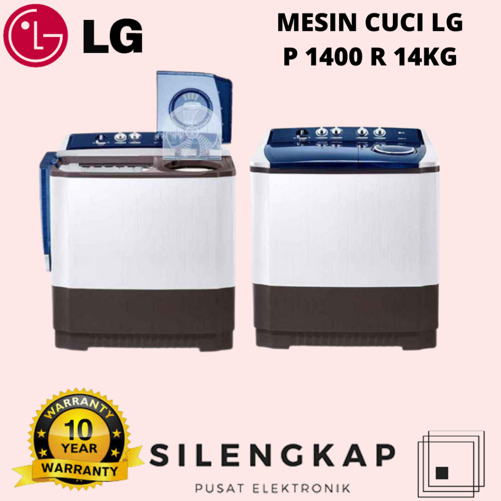 MESIN CUCI LG WP 1400 R 14KG 2 TABUNG 1400R LOW WATT