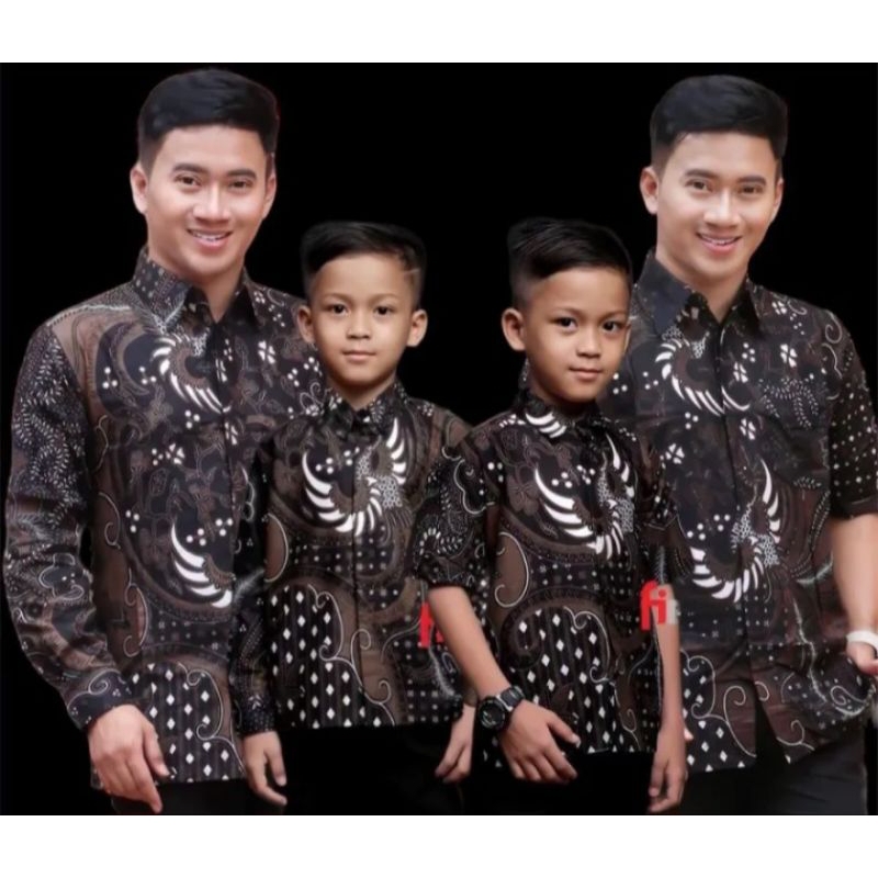 Kemeja Batik Anak Laki-laki Lengan Panjang Couple Batik Ayah Dan Anak Cowok