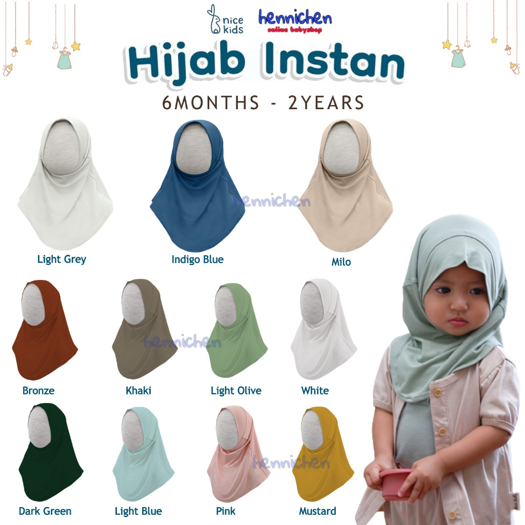 NICE KIDS HIJAB INSTAN ANAK HIJAB POLOS FASHION MUSLIM ANAK PEREMPUAN 6 Bulan - 2 Tahun