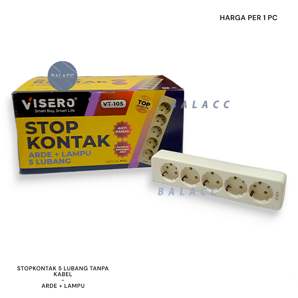 Stop Kontak 5 Lubang + Lampu Visero VT-105 / Stop Kontak Arde 5Lubang + Lampu VT105
