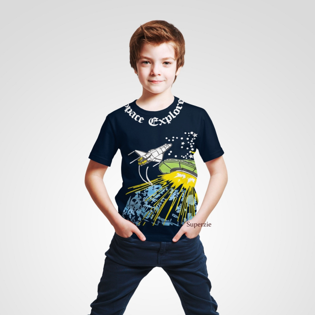 Kaos Distro Anak Premium Oblong Laki-laki 1-8 thn Astronot Navy Sablon Leher Tsaiby Grosir Ecer Baju Anak RGKIDS Bandung