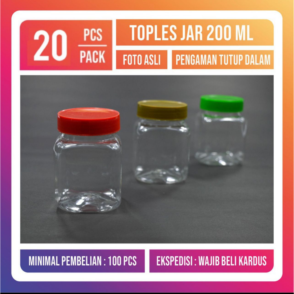 Toples Sambal 200 ml Botol sambal 200 ml toples kotak 200 ml 50 pcs