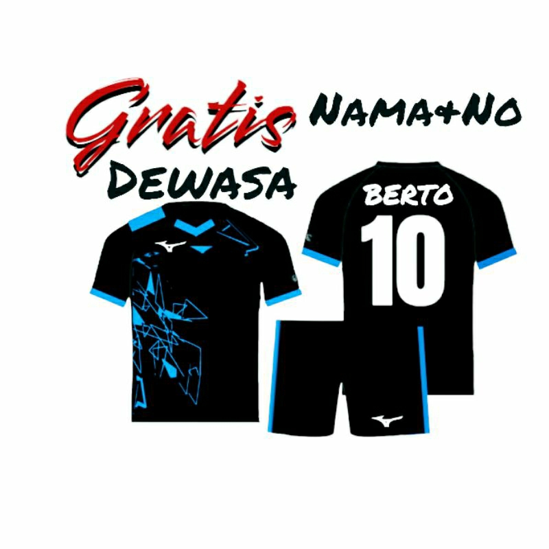 GRATIS SABLON NAMA &amp; NOMOR PUNGGUNG Baju Olahraga Bola Voli Laki-Perempuan Kaos Bola Futsal Dewasa/Remaja