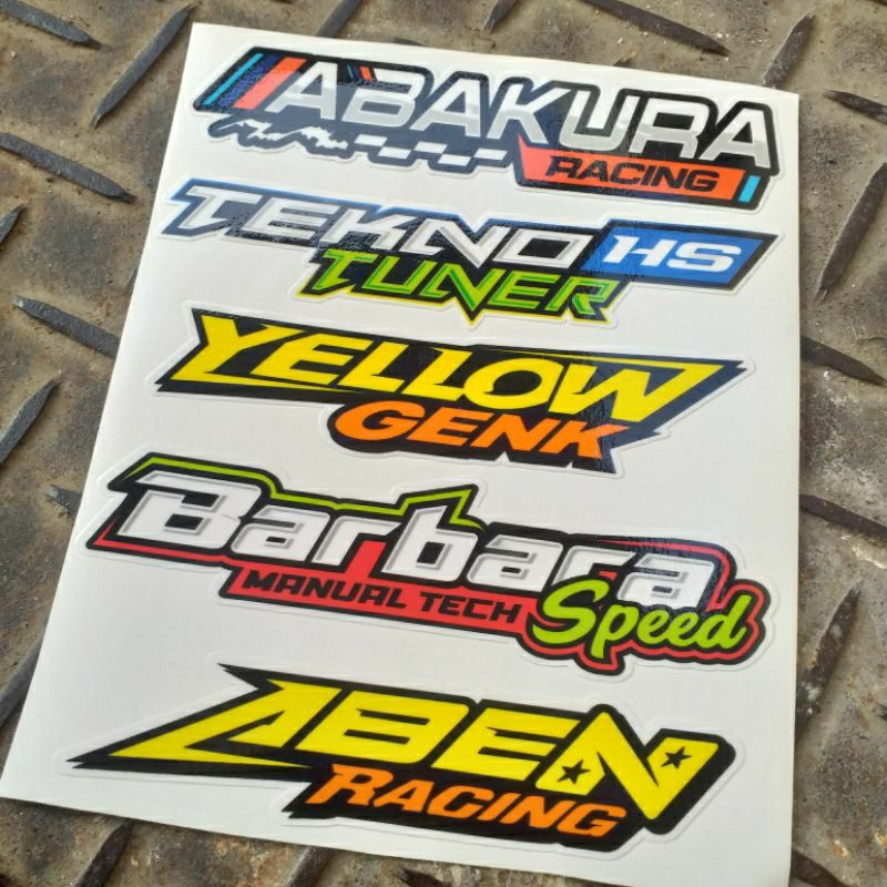 stiker pack abakura, tekno tuner, yellow gank, barbara, aben racing