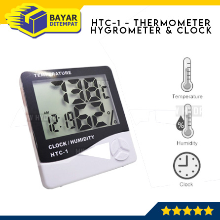 HTC-1 Thermometer Hygrometer &amp; Clock Termometer Temperature Humidity Meter