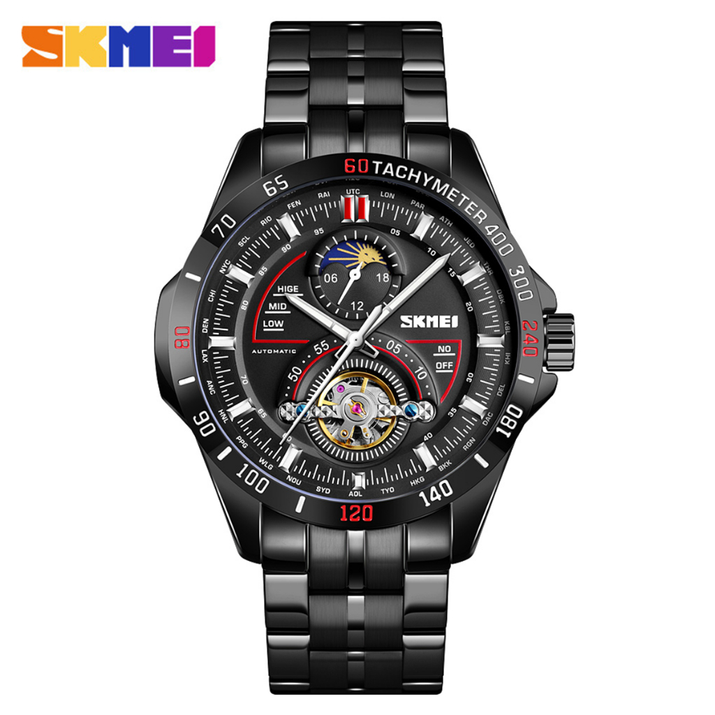 SKMEI M021 Jam Tangan Pria Automatic Analog Tali Stainless Rantai WATCHKITE WKOS